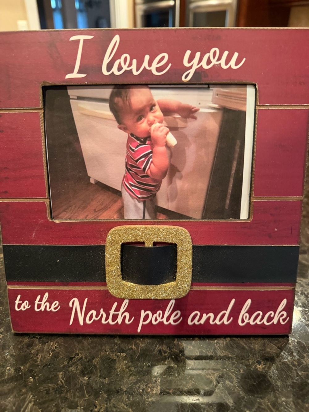 I Love You North Pole Photo Frame - Red